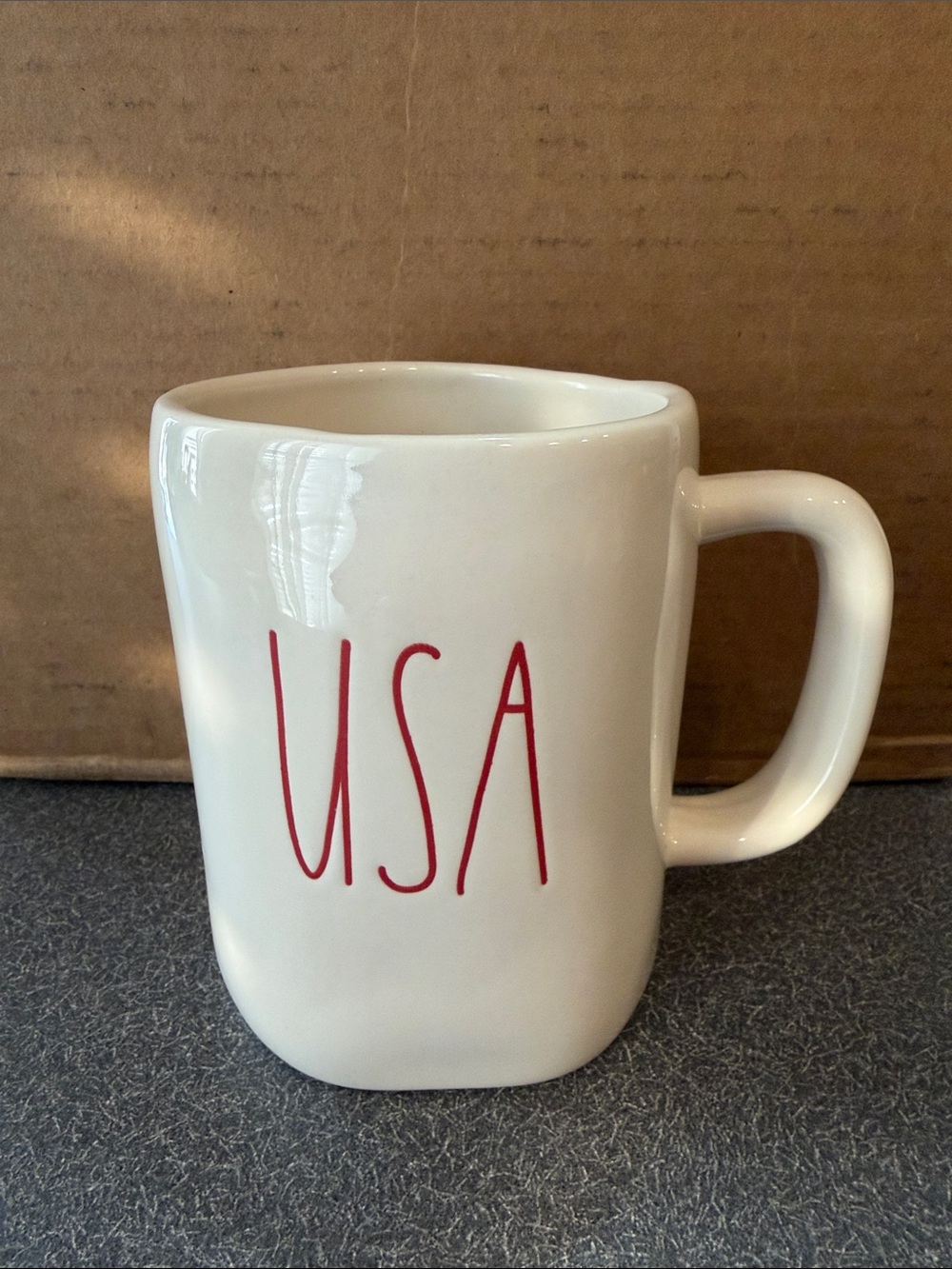 Rae Dunn White Mug with Red USA Lettering